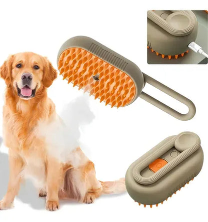 Cepillo ProVapor 3-en-1: Limpieza, Masaje y Brillo para tu Mascota